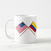 米国およびコロンビアによって交差させる旗 コーヒーマグカップ (左)