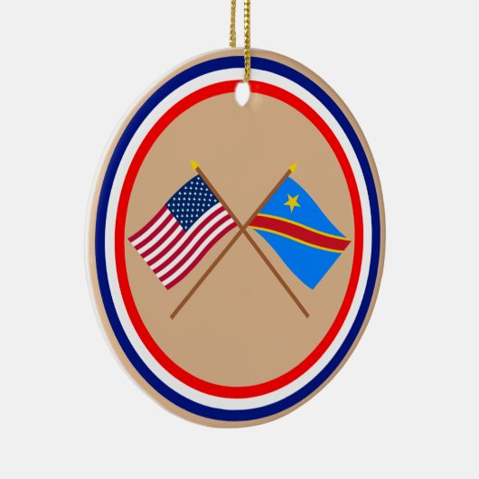米国およびコンゴの民主共和国の交差させた旗 セラミックオーナメント (右)