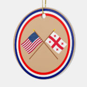 米国およびジョージアの共和国によって交差させる旗 セラミックオーナメント (左)