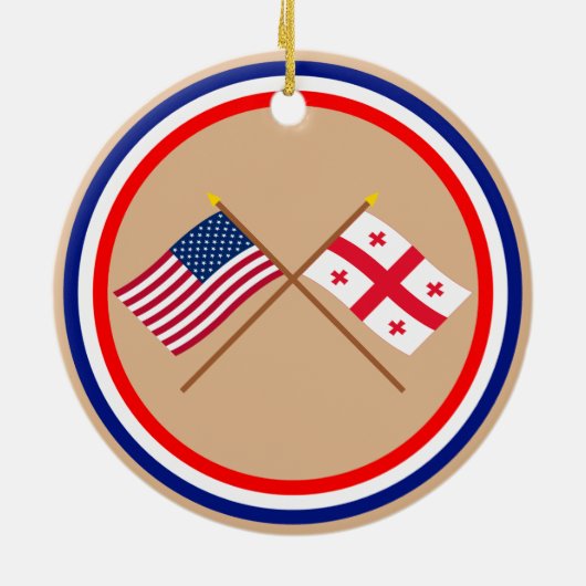 米国およびジョージアの共和国によって交差させる旗 セラミックオーナメント (裏面)