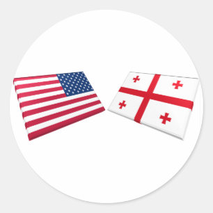 米国およびジョージア共和国の国旗 ラウンドシール