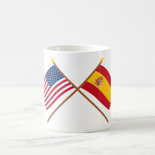 米国およびスペインによって交差させる旗 コーヒーマグカップ