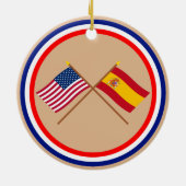 米国およびスペインによって交差させる旗 セラミックオーナメント (裏面)