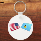 米国およびセントルシア国旗 キーホルダー (正面)