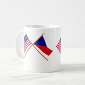 米国およびチェコスロバキア共和国の交差させた旗 コーヒーマグカップ (正面左)