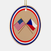 米国およびチェコスロバキア共和国の交差させた旗 セラミックオーナメント (右)