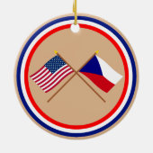 米国およびチェコスロバキア共和国の交差させた旗 セラミックオーナメント (裏面)