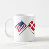 米国およびデンマークによって交差させる旗 コーヒーマグカップ (左)
