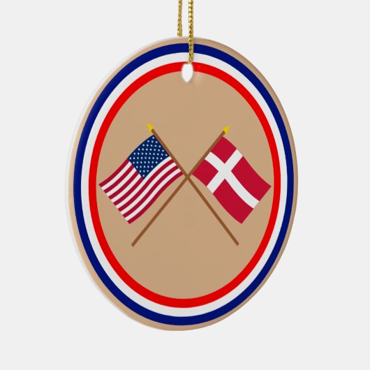 米国およびデンマークによって交差させる旗 セラミックオーナメント (右)