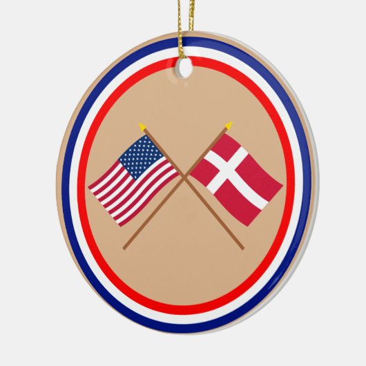 米国およびデンマークによって交差させる旗 セラミックオーナメント (左)