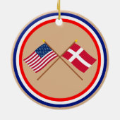 米国およびデンマークによって交差させる旗 セラミックオーナメント (裏面)