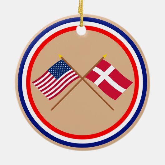 米国およびデンマークによって交差させる旗 セラミックオーナメント (裏面)