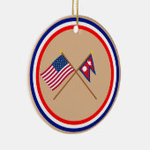 米国およびネパールによって交差させる旗 セラミックオーナメント (右)