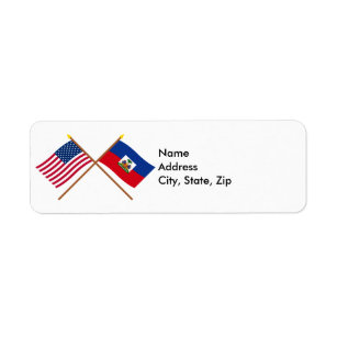 米国およびハイチによって交差させる旗 ラベル