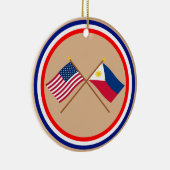 米国およびフィリピンによって交差させる旗 セラミックオーナメント (右)