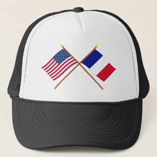 米国およびフランスによって交差させる旗 キャップ (正面)