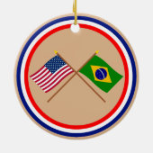 米国およびブラジルによって交差させる旗 セラミックオーナメント (裏面)