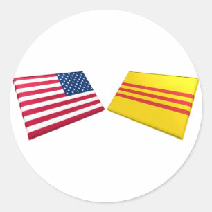 米国およびベトナム国旗(南ベトナム) ラウンドシール