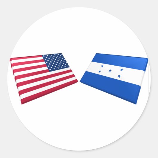 米国およびホンジュラス国旗 ラウンドシール (正面)