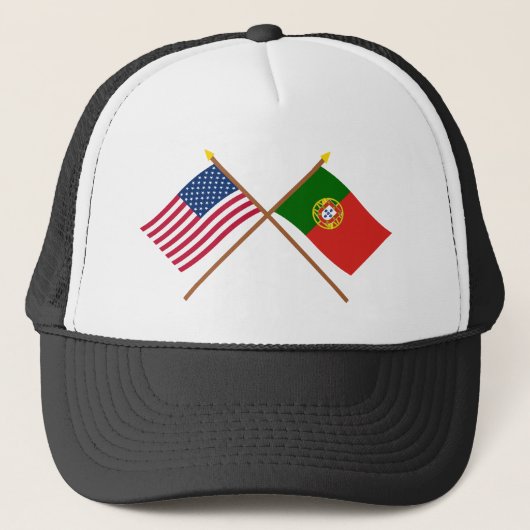 米国およびポルトガルによって交差させる旗 キャップ (正面)
