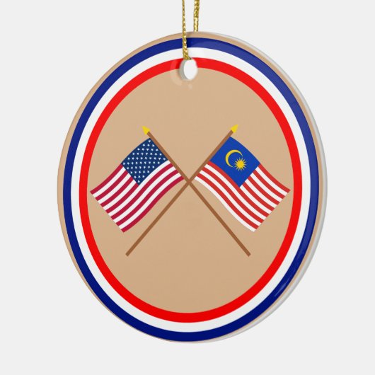 米国およびマレーシアによって交差させる旗 セラミックオーナメント (左)