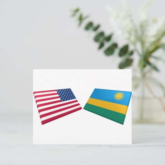 米国およびルワンダのフラグ ポストカード (スタンド正面)