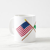 米国およびレソトによって交差させる旗 コーヒーマグカップ (正面左)
