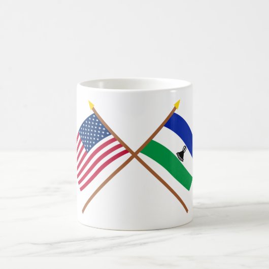米国およびレソトによって交差させる旗 コーヒーマグカップ (中央)