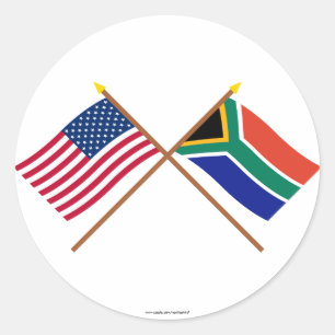 米国および南アフリカ共和国によって交差させる旗 ラウンドシール