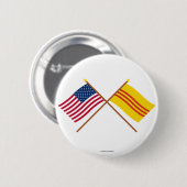 米国および南ベトナムの交差させた旗 缶バッジ (正面&裏面)