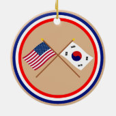 米国および南朝鮮の交差させた旗 セラミックオーナメント (裏面)