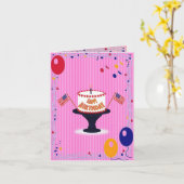 米国お誕生日ケーキ カード (黄色い花)