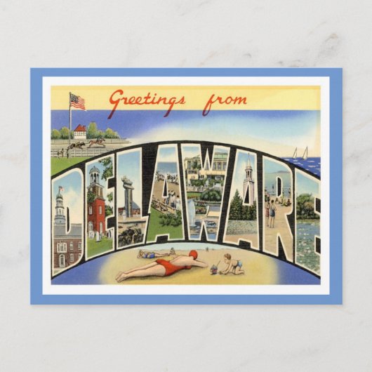 米国からのデラウェアの挨拶州 ポストカード (正面)