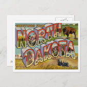 米国からのノースダコタの挨拶州 ポストカード (正面/裏面)