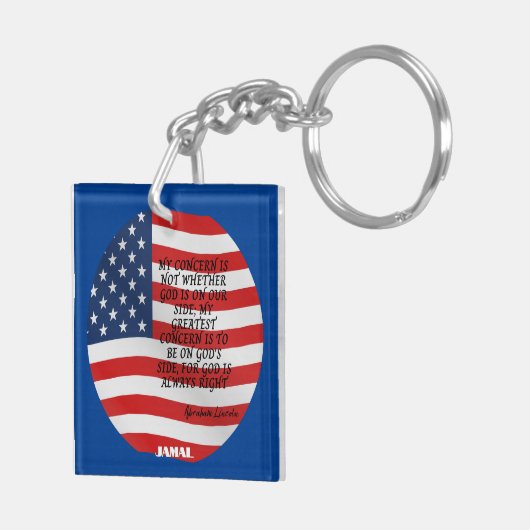 「米国が再び上昇する」とリンカーン引用文KeyChain キーホルダー (裏面右)
