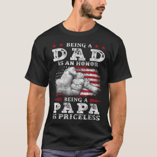 米国でお父さんであることは名誉であり、パパであることは無上の喜び Tシャツ