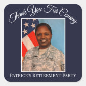 米国でのパトレ来スの引退に感謝 スクエアシール (正面)