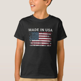 米国で作られたアメリカ国旗のヴィンテージ 動揺して Tシャツ