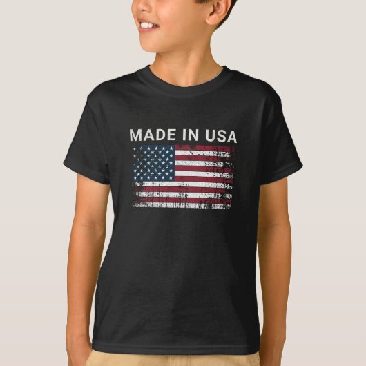米国で作られたアメリカ国旗のヴィンテージ 動揺して Tシャツ (正面)