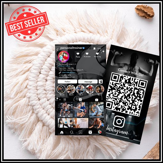 米国との接続パーソナルトレーナーブラックインスタグラム 名刺