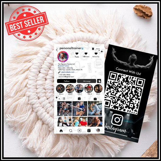 米国との接続フィットネストレーナーパーソナルインスタグラム 名刺
