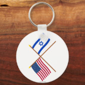 米国とイスラエルが国旗を越えた キーホルダー (正面)