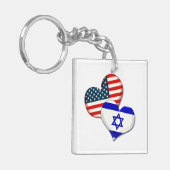 米国とイスラエルのハート キーホルダー (正面左)