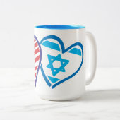 米国とイスラエル国旗のハート ツートーンマグカップ (正面右)