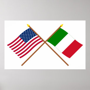 米国とイタリアが国旗を越えた ポスター