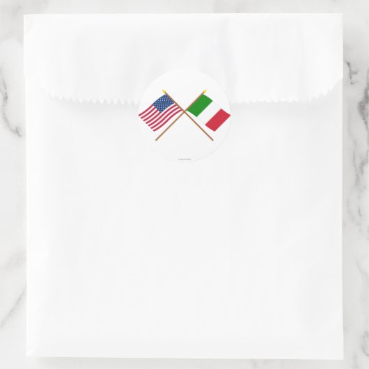 米国とイタリアが国旗を越えた ラウンドシール (バッグ)