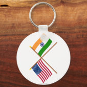 米国とインドが国旗を越えた キーホルダー (正面)