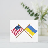 米国とウクライナが国旗を越えた ポストカード (スタンド正面)