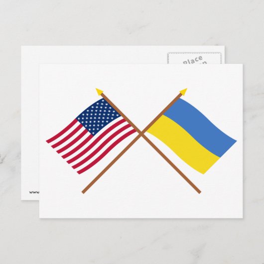 米国とウクライナが国旗を越えた ポストカード (正面/裏面)