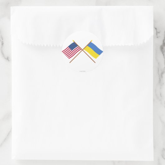 米国とウクライナが国旗を越えた ラウンドシール (バッグ)